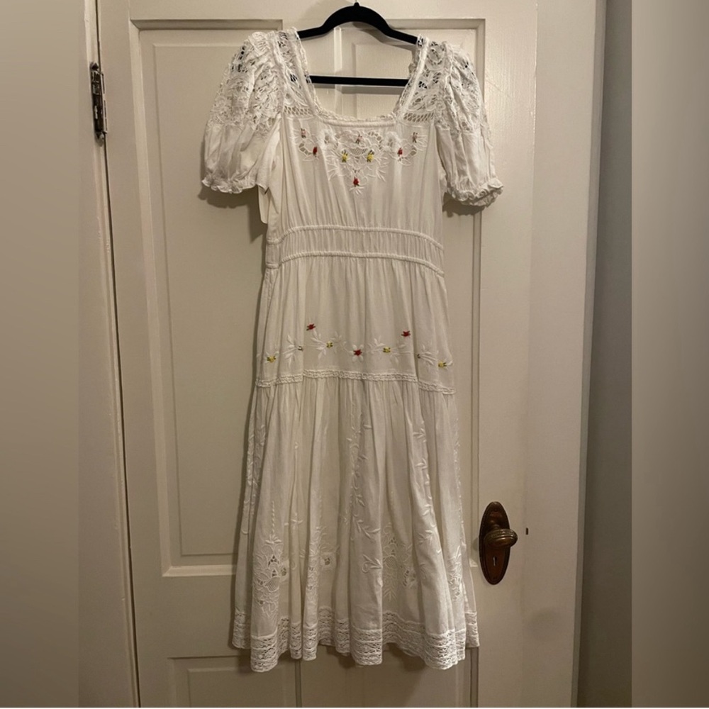 Loveshackfancy white midi dress XS